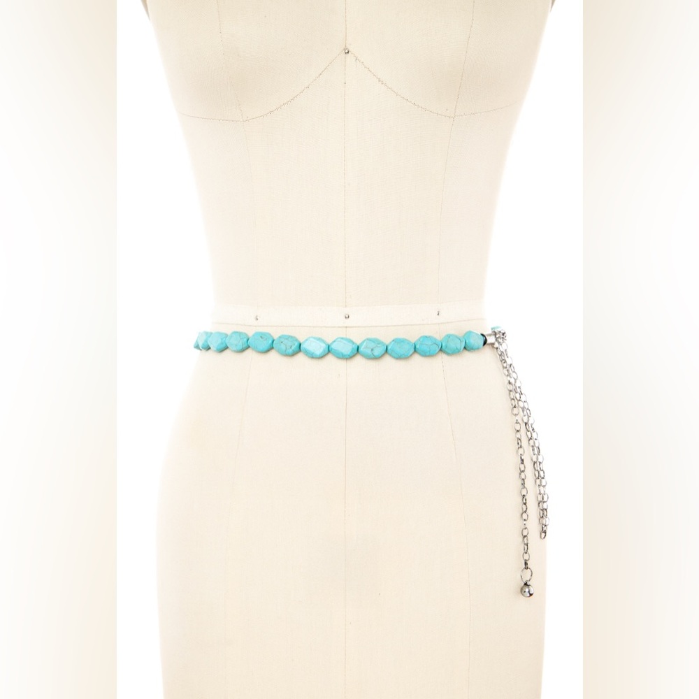 Turquoise Beaded Chain Statement Belt